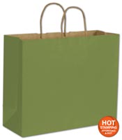 Bags, Rainforest Green Colour-on-Kraft Shoppers, 16 x 6 x 12 1/2"