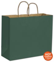 Bags, Forest Green Colour-on-Kraft Shoppers, 16 x 6 x 12 1/2"