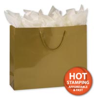 Bags, Premium Gold Gloss Euro-Shoppers, 16 x 4 3/4 x 13"