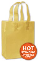 Bags, Gold Frosted High Density Shoppers, 8 x 4 x 10"