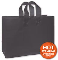 Bags, Black Frosted High Density Shoppers, 16 x 6 x 12"