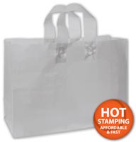 Bags, Silver Frosted High Density Shoppers, 16 x 6 x 12"