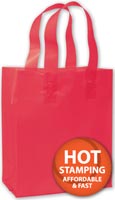 Bags, Red Frosted High Density Shoppers, 8 x 4 x 10"