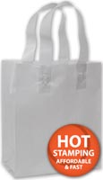 Bags, Silver Frosted High Density Shoppers, 8 x 4 x 10"