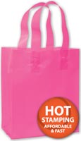 Bags, Cerise Frosted High Density Shoppers, 8 x 4 x 10"