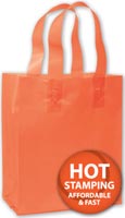 Bags, Orange Frosted High Density Shoppers, 8 x 4 x 10"