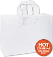 Bags, White Frosted High Density Shoppers, 16 x 6 x 12"