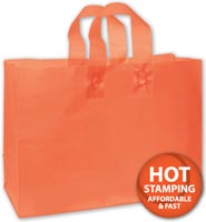 Bags, Orange Frosted High Density Shoppers, 16 x 6 x 12"