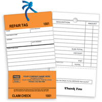 Pricing Tags & Ticketing, Service & Repair Tag / Claim Check Forms