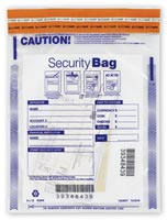 Deposit Bags & Slips, 9 x 12" Single Pocket Deposit Bag, Clear