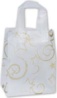Bags, Stars Clear Frosted Flex Loop Shoppers, 8 x 4 x 10"
